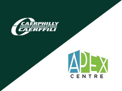 Caerphilly County Borough Council and City of McKinney Apex Center Logos