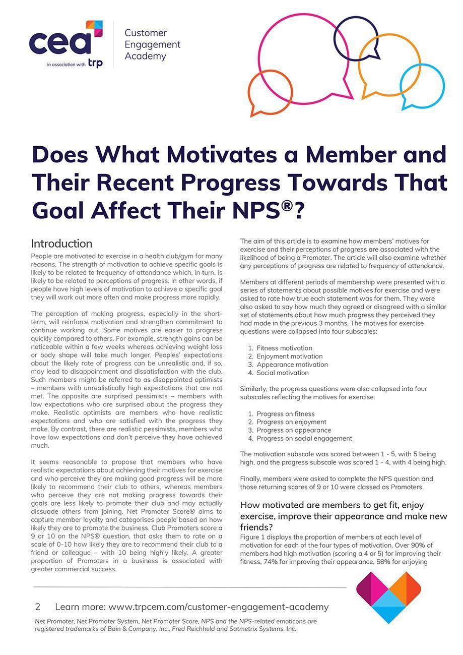 Does What Motivates a Member and Their Recent Progress Towards That Goal Affect Their Net Promoter Score® NPS® Report Cover Image2