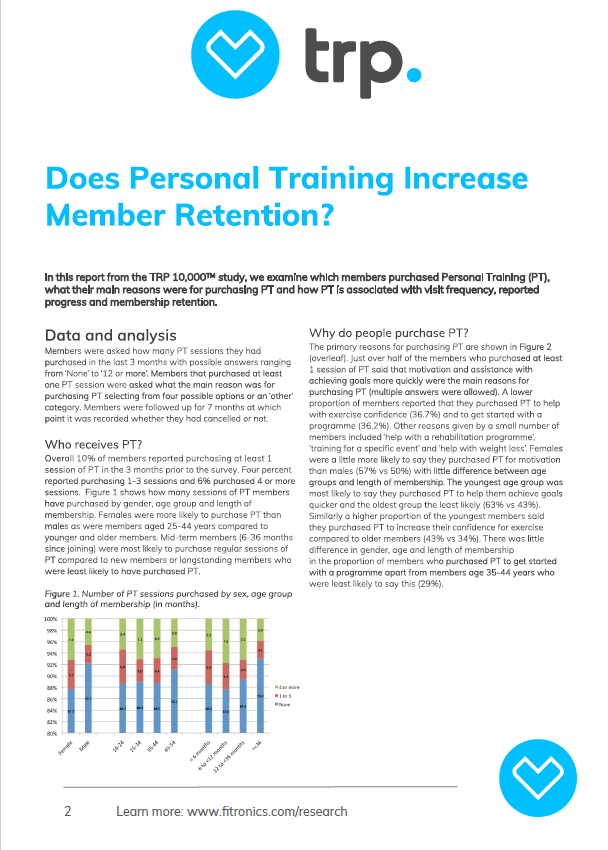 Does personal training increase member retention TRP Cover